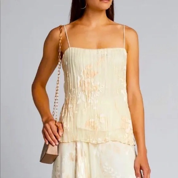 Vince Tops - Vince Burnout Cream Pleated Camisole Top